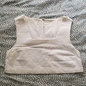 Free People white square neck textured crop tank